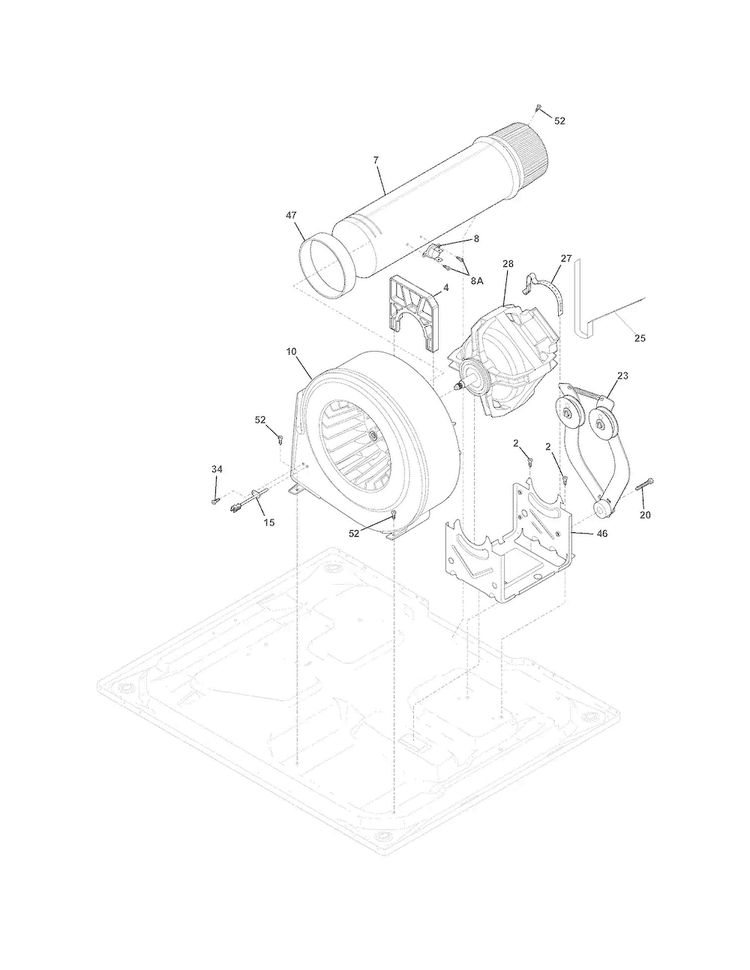 Motor Diagram and Parts List for EWMGD70JIW2  Electrolux Dryer
