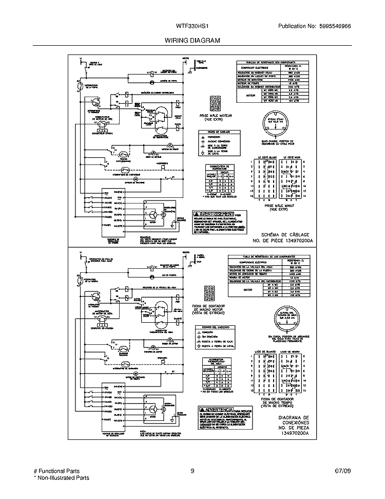 WIRING DIAGRAM Diagram and Parts List for WTF330HS1  Westinghouse Washer