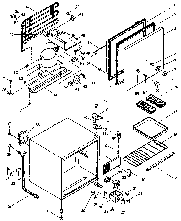 Cabinet Parts Diagram and Parts List for 5648941570  Kenmore Refrigerator
