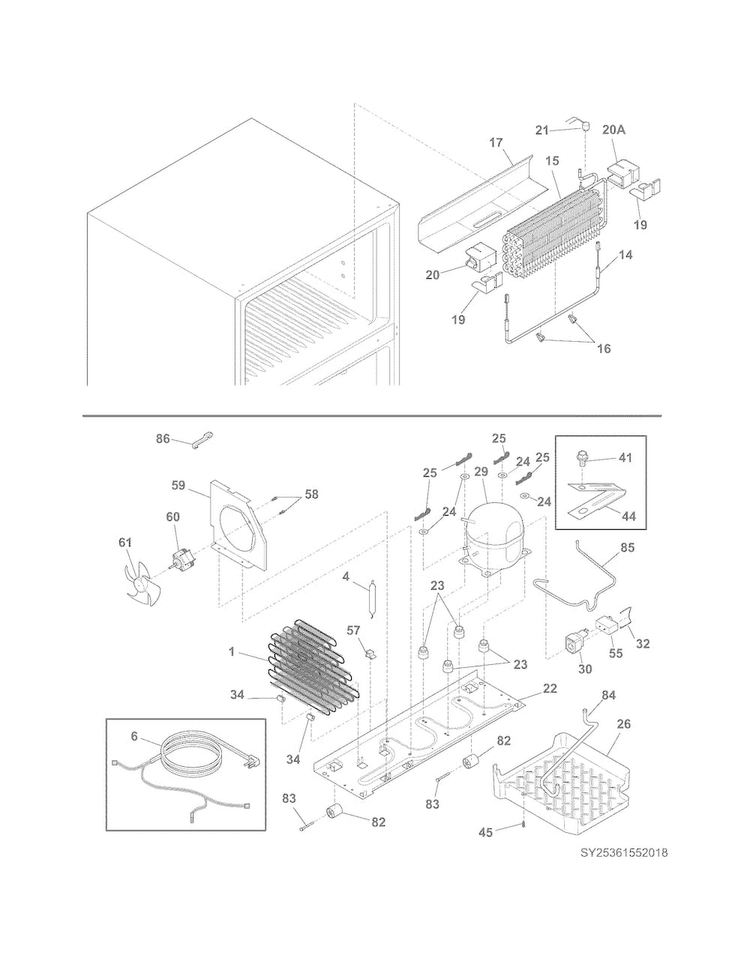 System Diagram and Parts List for FTMD18P4KBF  Frigidaire Refrigerator