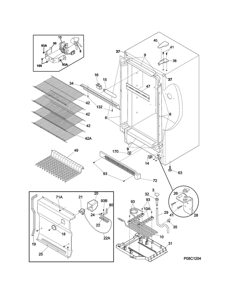 Cabinet Diagram and Parts List for FRU17B2JW25  Frigidaire Refrigerator