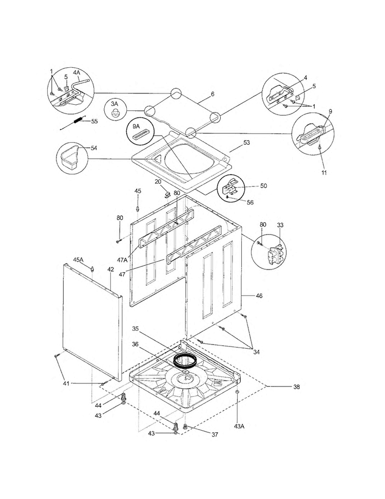 Lower Cabinet/top Diagram and Parts List for 41797812702  Kenmore Washer Dryer Combo