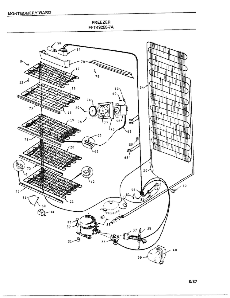 Freezer Page 5 Diagram and Parts List for 49258-7A  Frigidaire Freezer