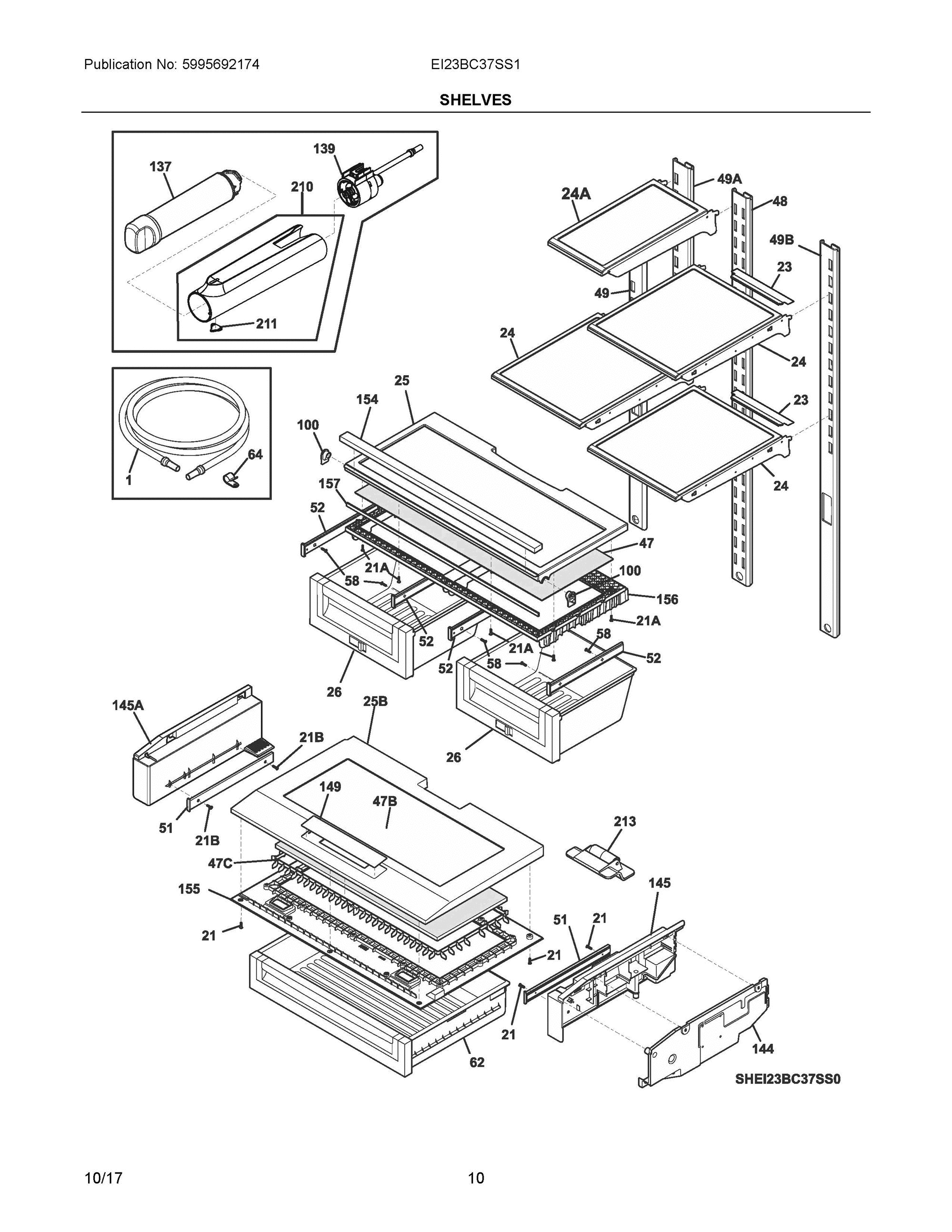 05 - SHELVES Diagram and Parts List for EI23BC37SS1  Frigidaire Refrigerator