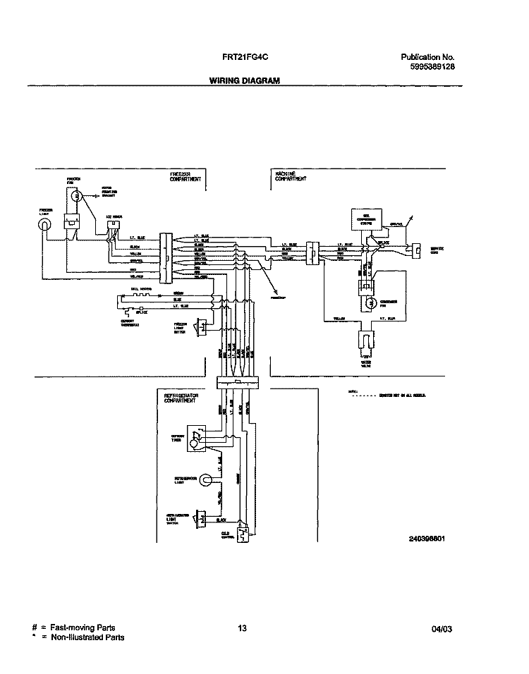 WIRING DIAGRAM Diagram and Parts List for FRT21FG4CQ0  Frigidaire Refrigerator