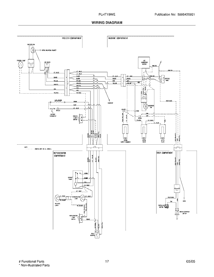 WIRING DIAGRAM Diagram and Parts List for PLHT19WEB1  Frigidaire Refrigerator