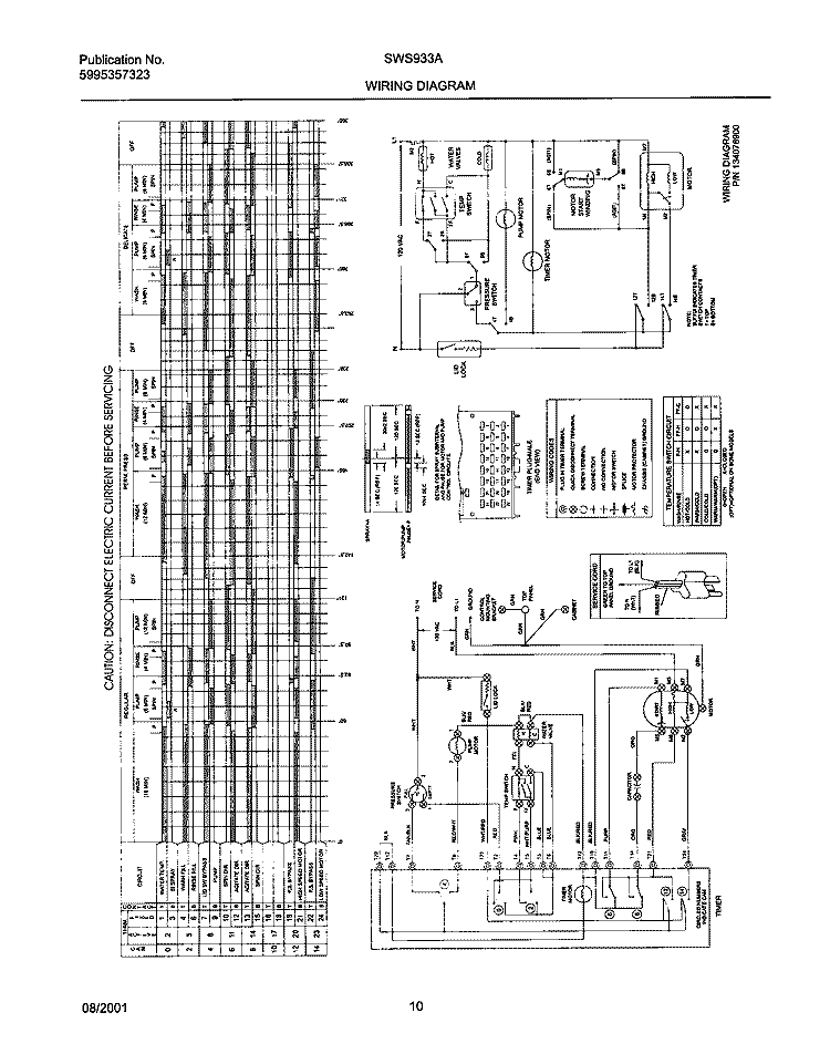 134078900 WIRING DIAGRAM Diagram and Parts List for SWS933AQ0  Westinghouse Washer