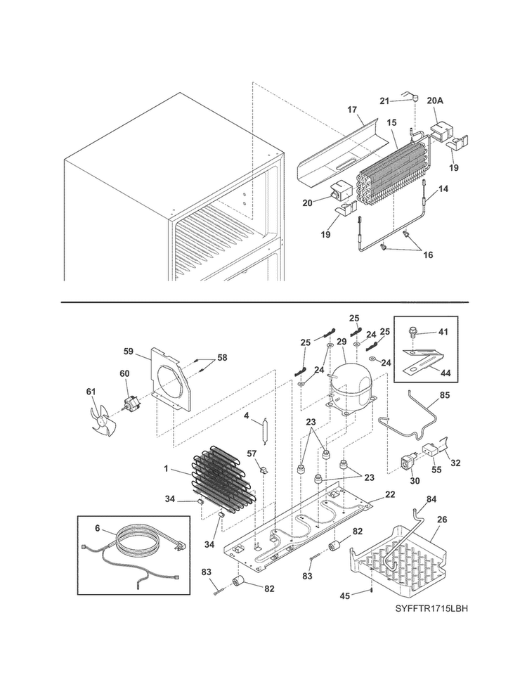System Diagram and Parts List for 25361552018  Kenmore Refrigerator