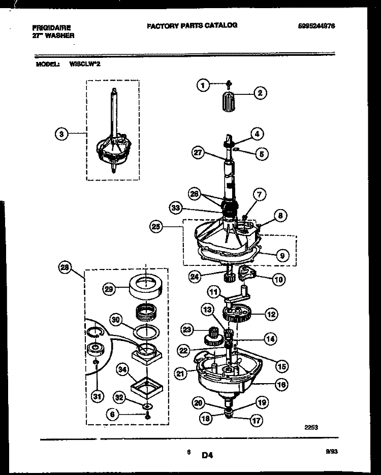 TRANSMISSION PARTS Diagram and Parts List for WISCLL2  Frigidaire Washer