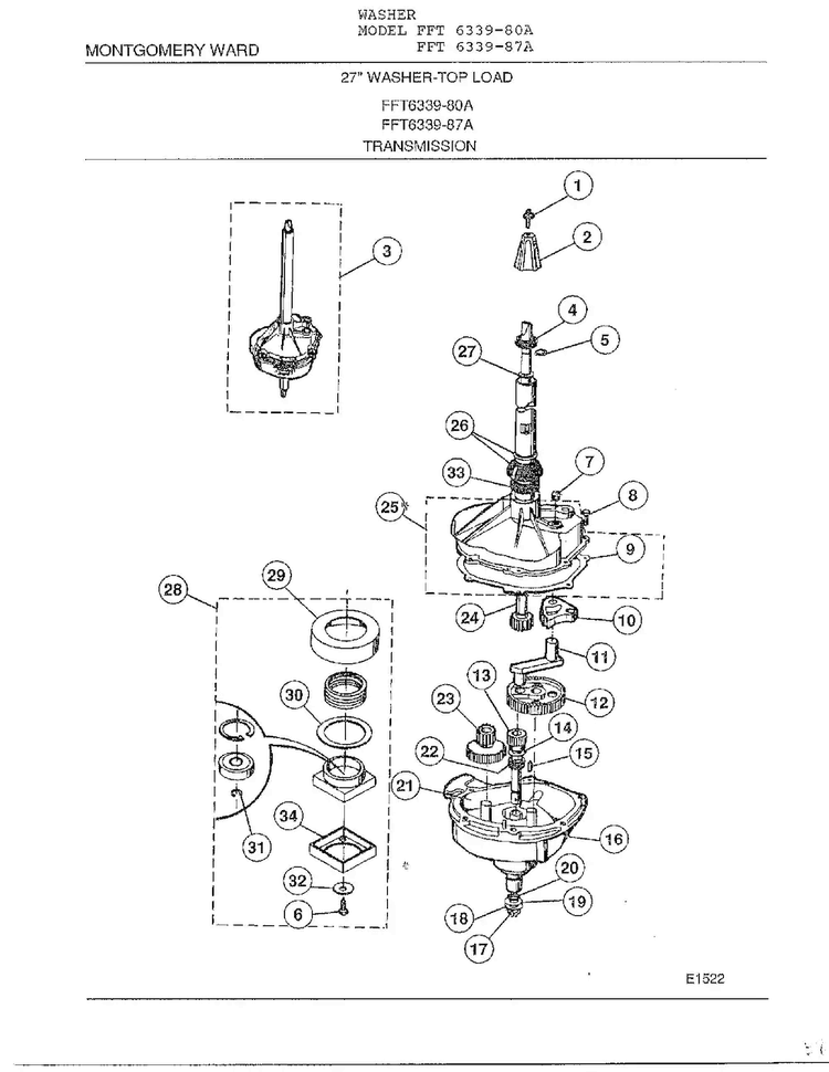 Transmission Diagram and Parts List for 6339A  Frigidaire Washer
