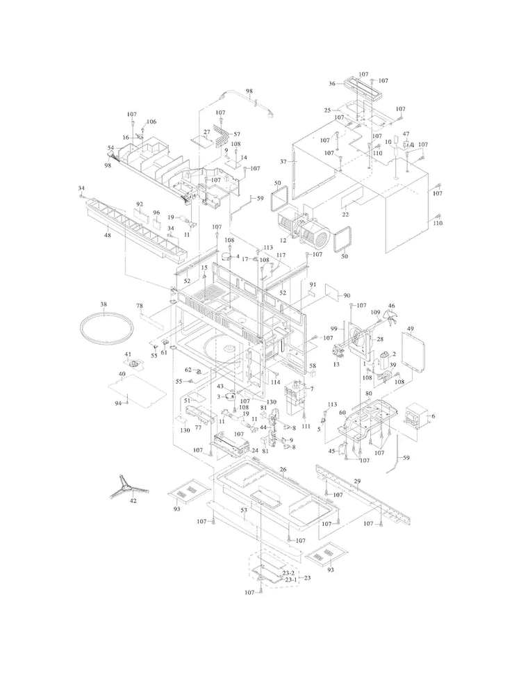 Oven,cabinet Diagram and Parts List for CGBM187KWC  Frigidaire Microwave