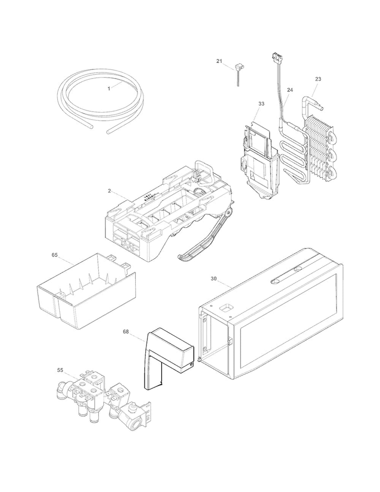 Fresh Food Ice Maker Diagram and Parts List for FPHB2899PF2  Frigidaire Refrigerator