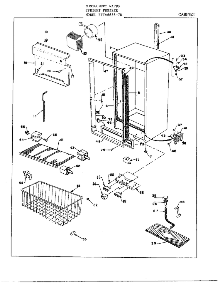 Cabinet Diagram and Parts List for 46656B  Frigidaire Freezer