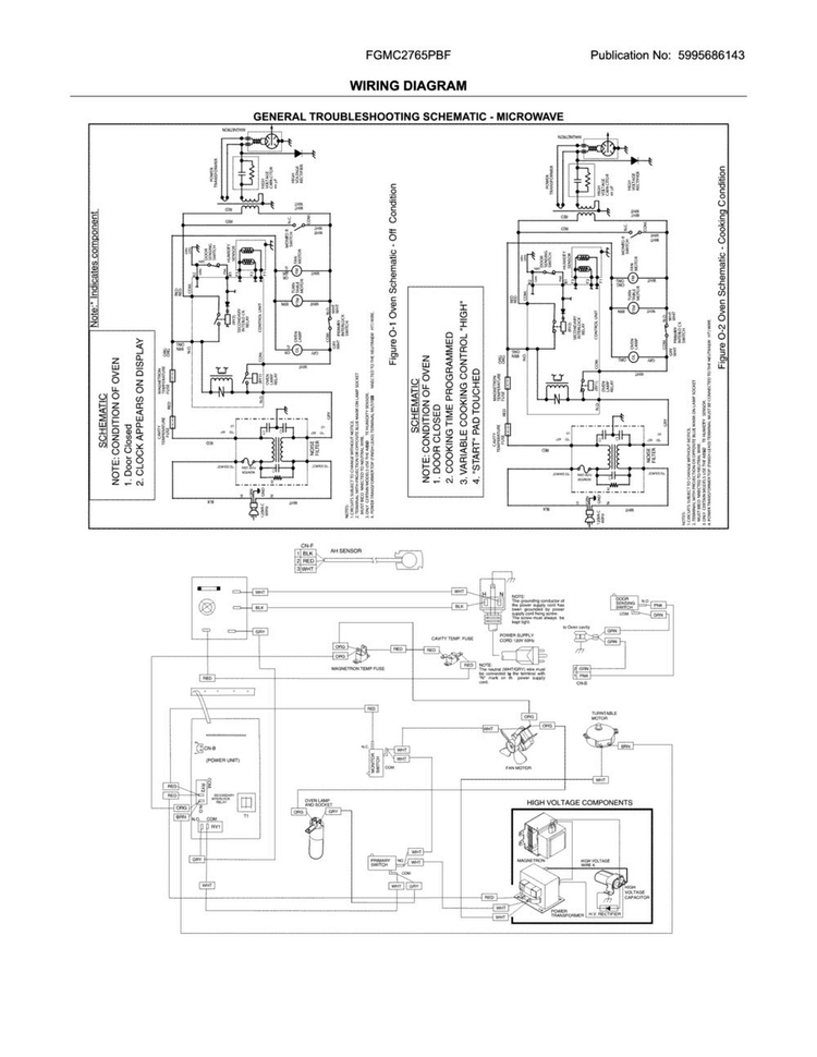 Wiring Diagram Diagram and Parts List for FGMC2765PBF  Frigidaire Microwave Oven Combo