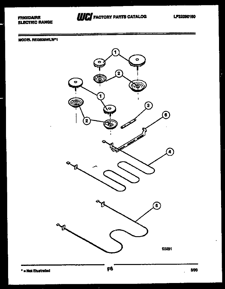 BROILER PARTS Diagram and Parts List for REGS39WLL1  Frigidaire Range