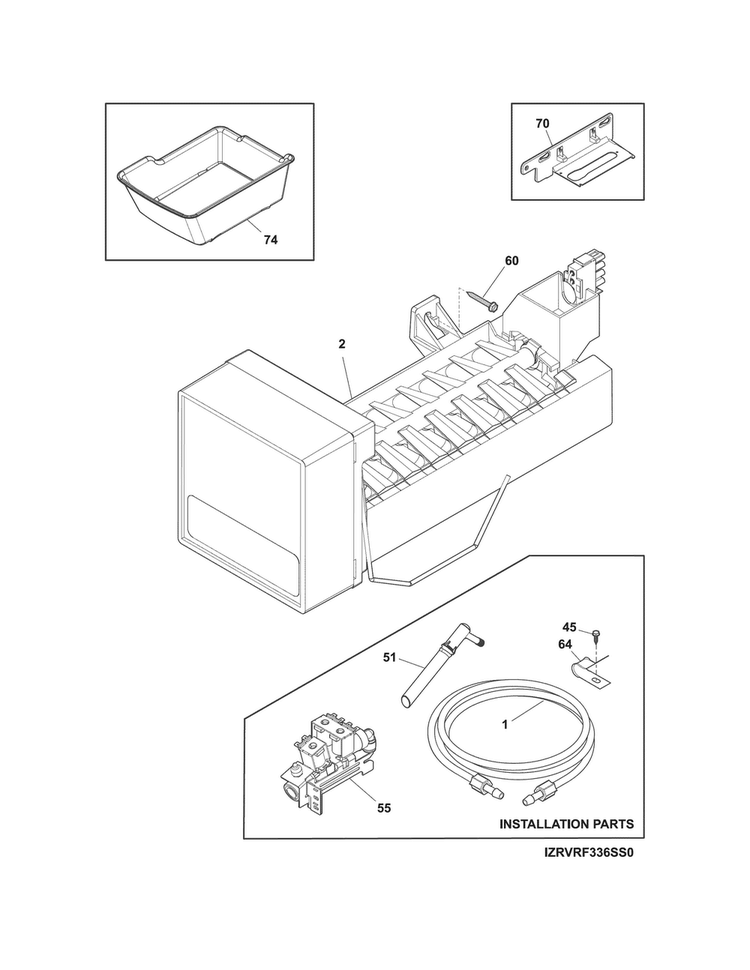 Ice Maker Diagram and Parts List for E23BC68JPSCA  Electrolux Refrigerator