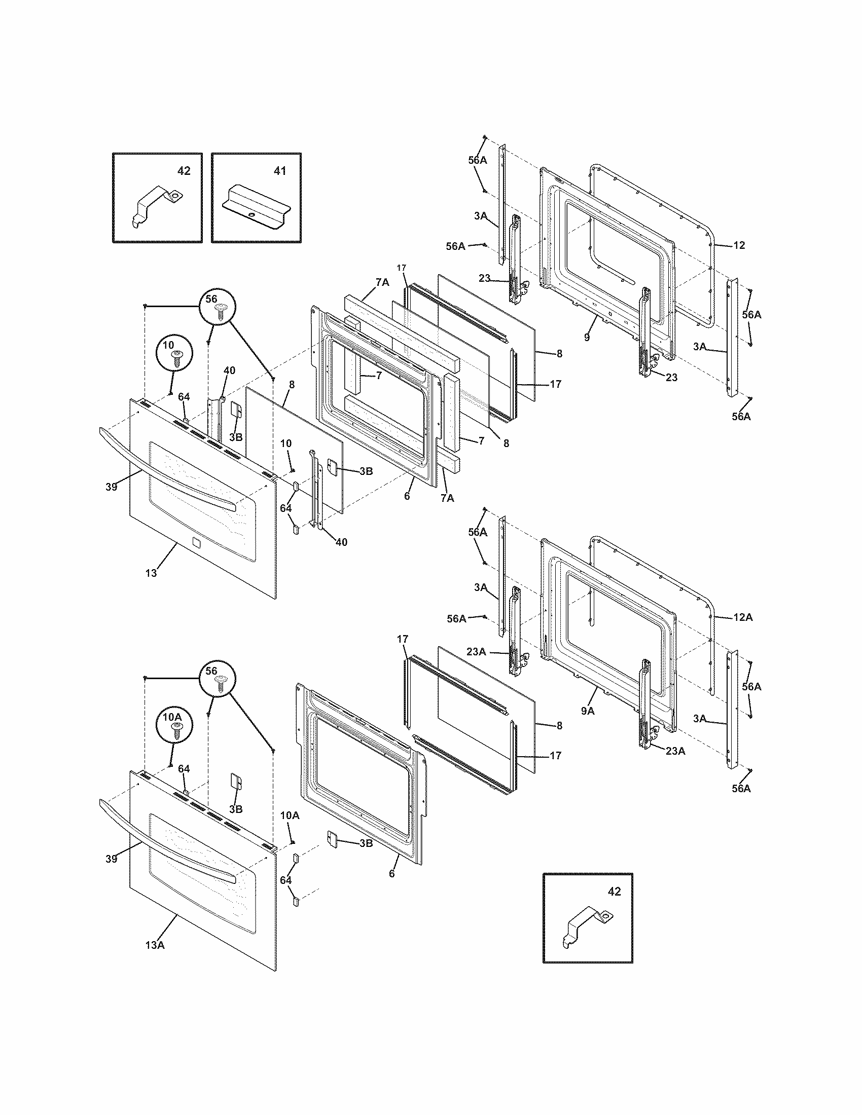 Doors Diagram and Parts List for 79048733901  Kenmore Wall Oven