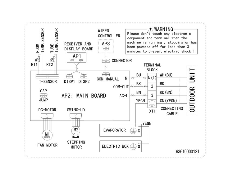 Wiring Diagram Diagram and Parts List for FFHP223WS20  Frigidaire Air Conditioner