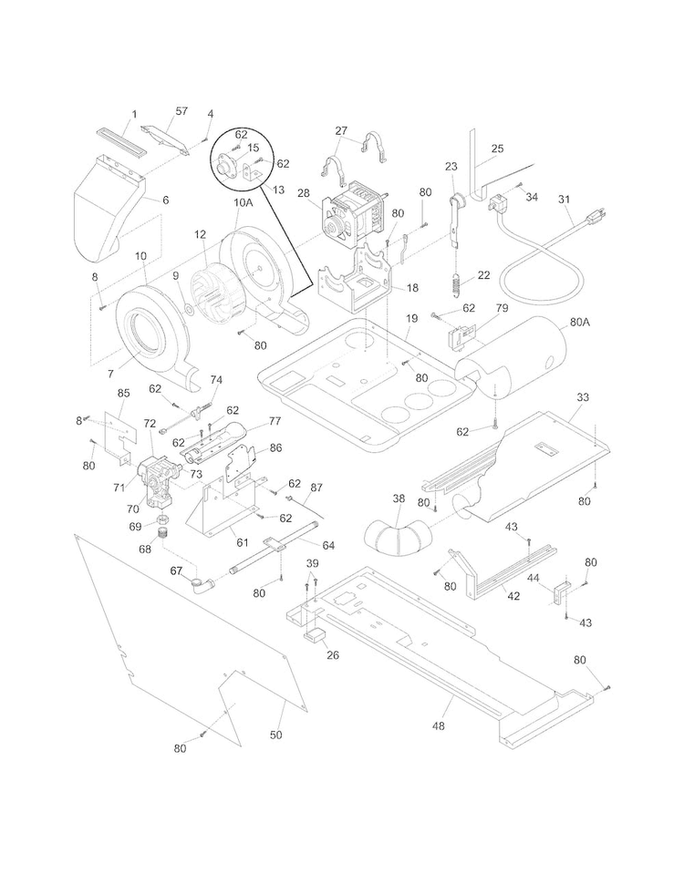Motor/blower/belt Diagram and Parts List for 41797972702  Kenmore Washer Dryer Combo