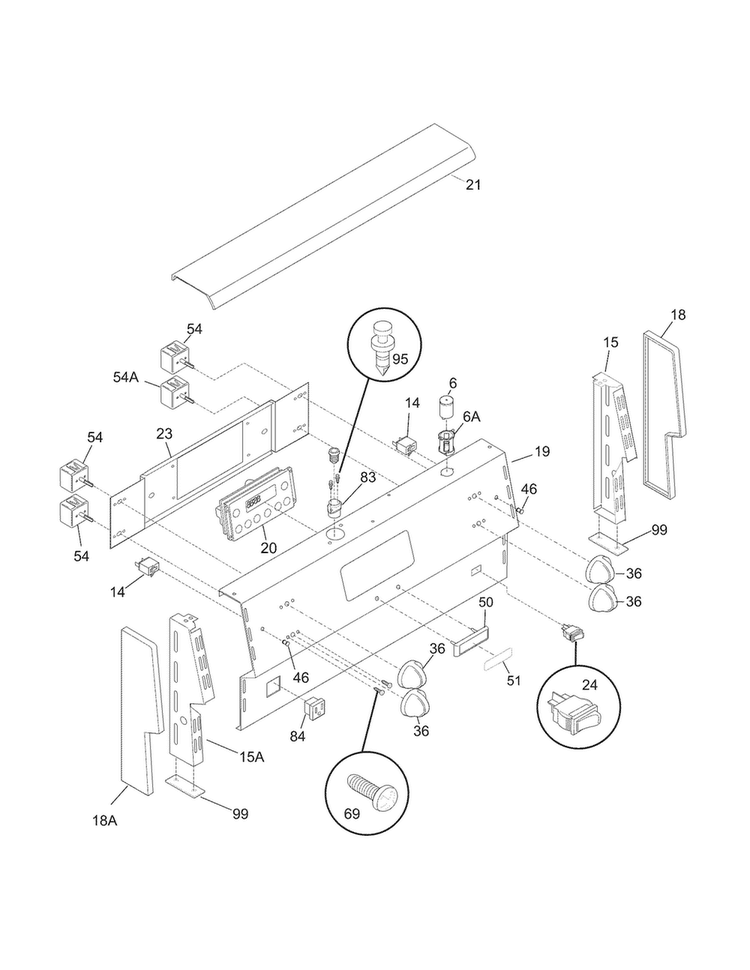 Backguard Diagram and Parts List for CMEF212EB8  Uni Range