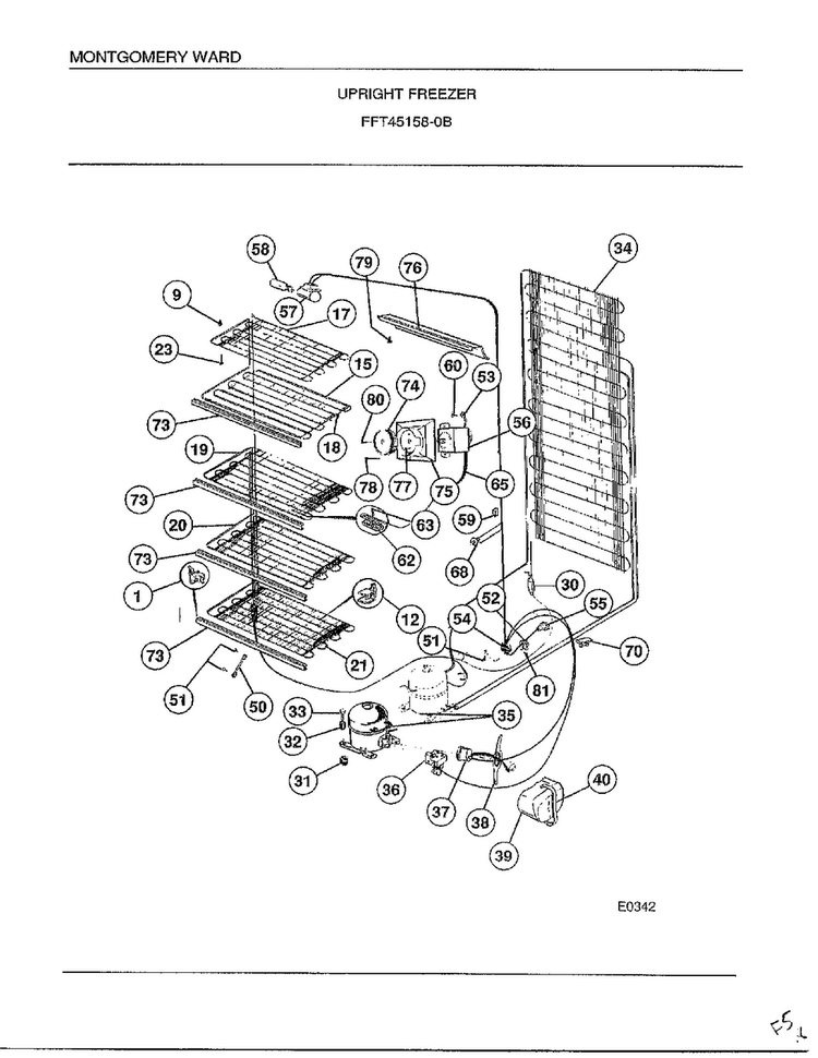 Upright Freezer Page 3 Diagram and Parts List for 45158B  Frigidaire Freezer