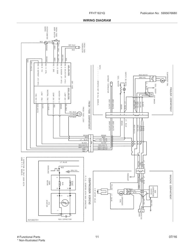 Wiring Diagram Diagram and Parts List for FFHT1621QS3  Frigidaire Refrigerator