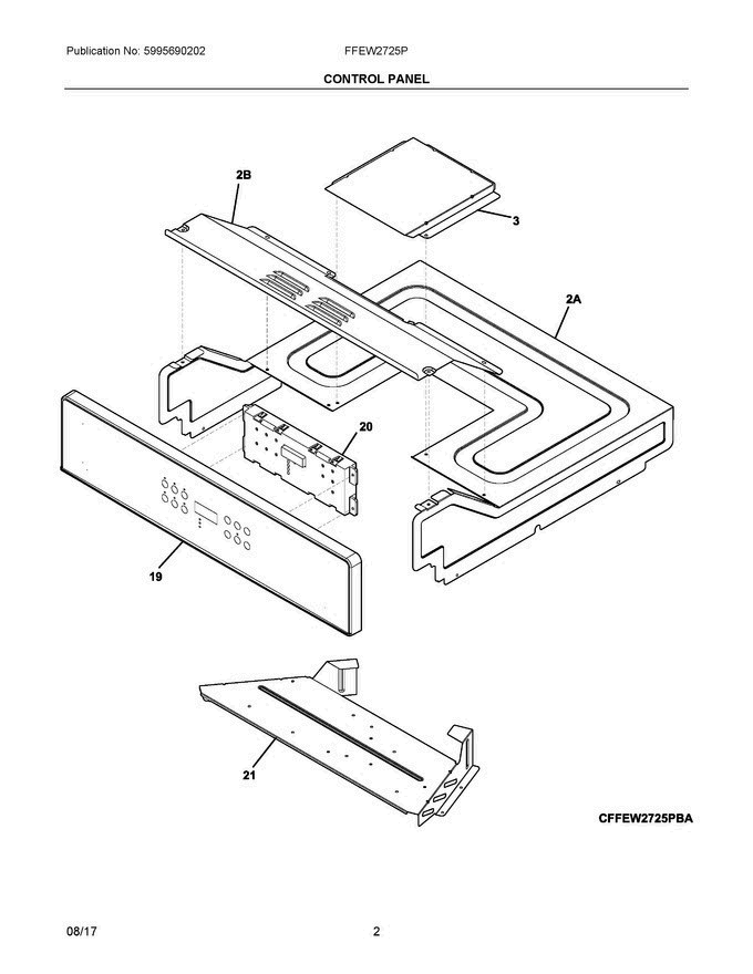 02 - Control Panel Diagram and Parts List for FFEW2725PBE  Frigidaire Range