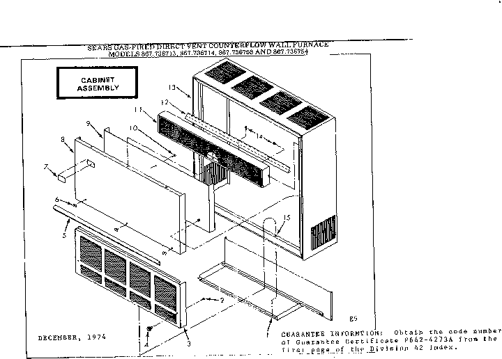 Cabinet asm Diagram and Parts List for 867736713  Frigidaire Furnace