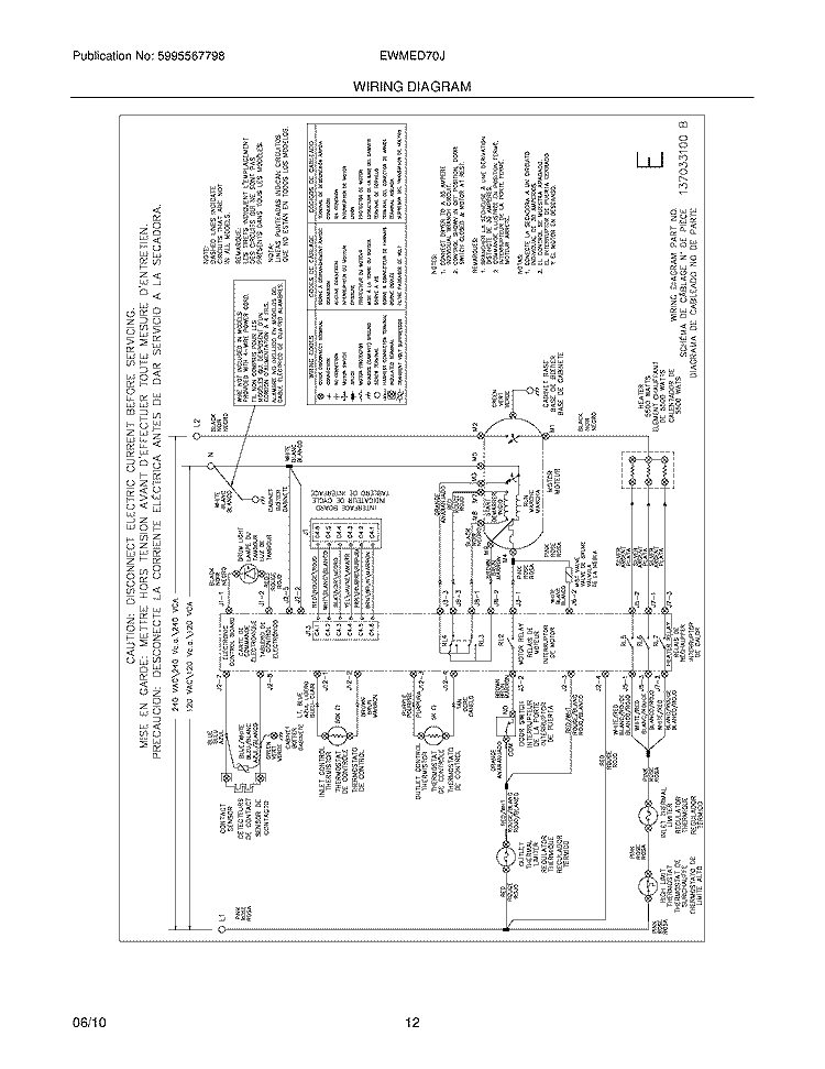 WIRING DIAGRAM Diagram and Parts List for EWMED70JIW0  Electrolux Dryer