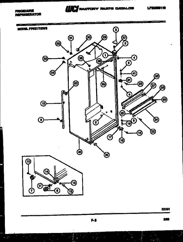 EXTERIOR PARTS Diagram and Parts List for FPE21TIEF0  Frigidaire Refrigerator
