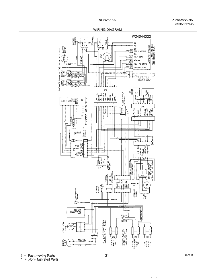 WIRING DIAGRAM Diagram and Parts List for NGS26ZZAB1  Frigidaire Refrigerator