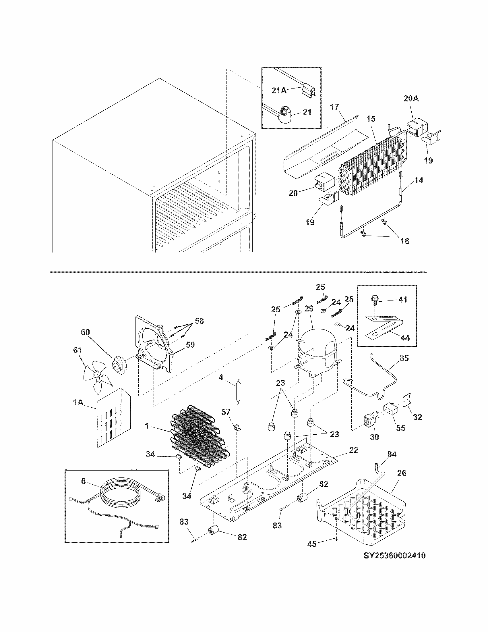 System Diagram and Parts List for FGTR1845QF0  Frigidaire Refrigerator