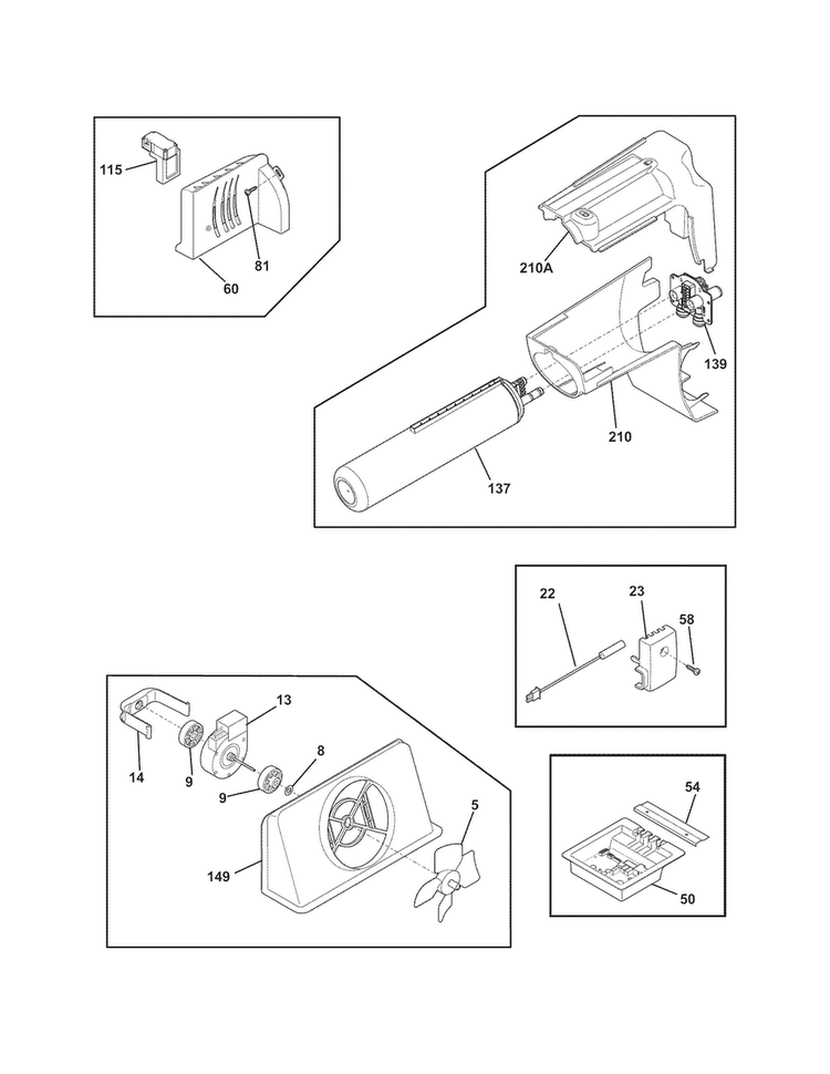 Controls Diagram and Parts List for FFSC2323LS7  Frigidaire Refrigerator