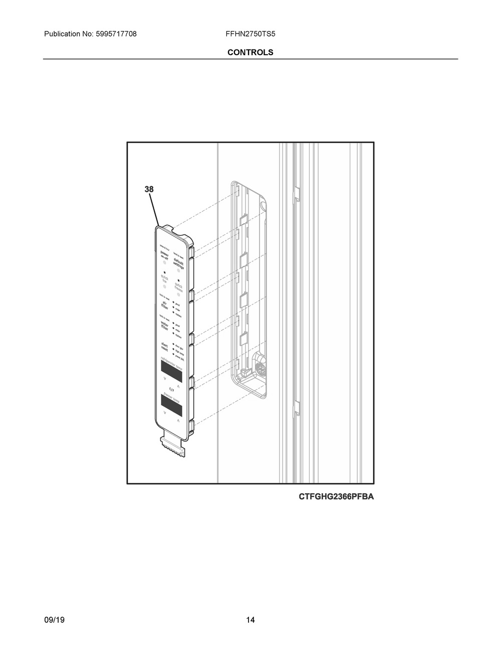 Controls Diagram and Parts List for FFHN2750TS5  Frigidaire Refrigerator