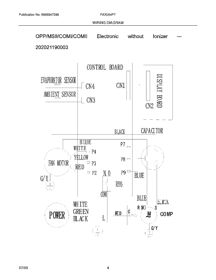 WIRING DIAGRAM Diagram and Parts List for FAX054P7AC  Frigidaire Air Conditioner
