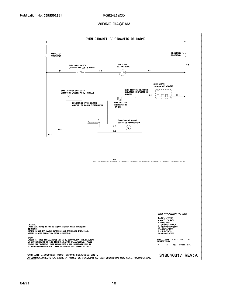 WIRING DIAGRAM Diagram and Parts List for FGB24L2ECD  Frigidaire Wall Oven