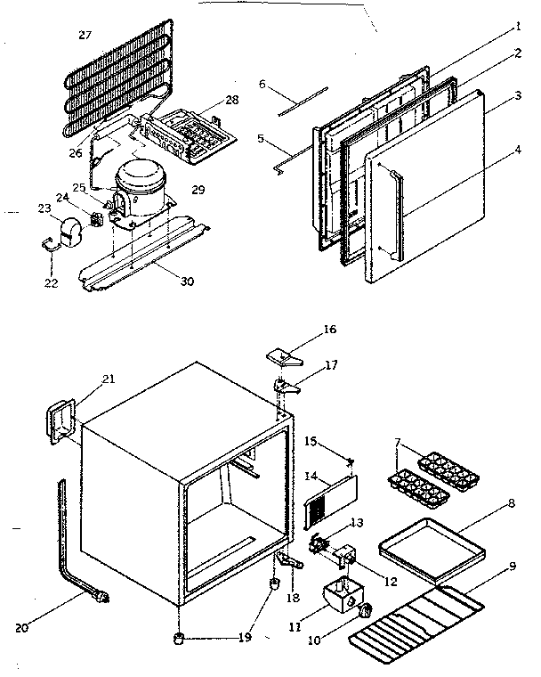 Refrigerator Cabinet Parts Diagram and Parts List for 564760401  Kenmore Refrigerator