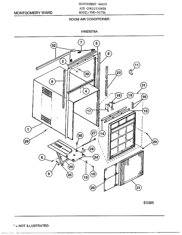 Room Air Conditioner Diagram and Parts List for 5078A  Frigidaire Air Conditioner
