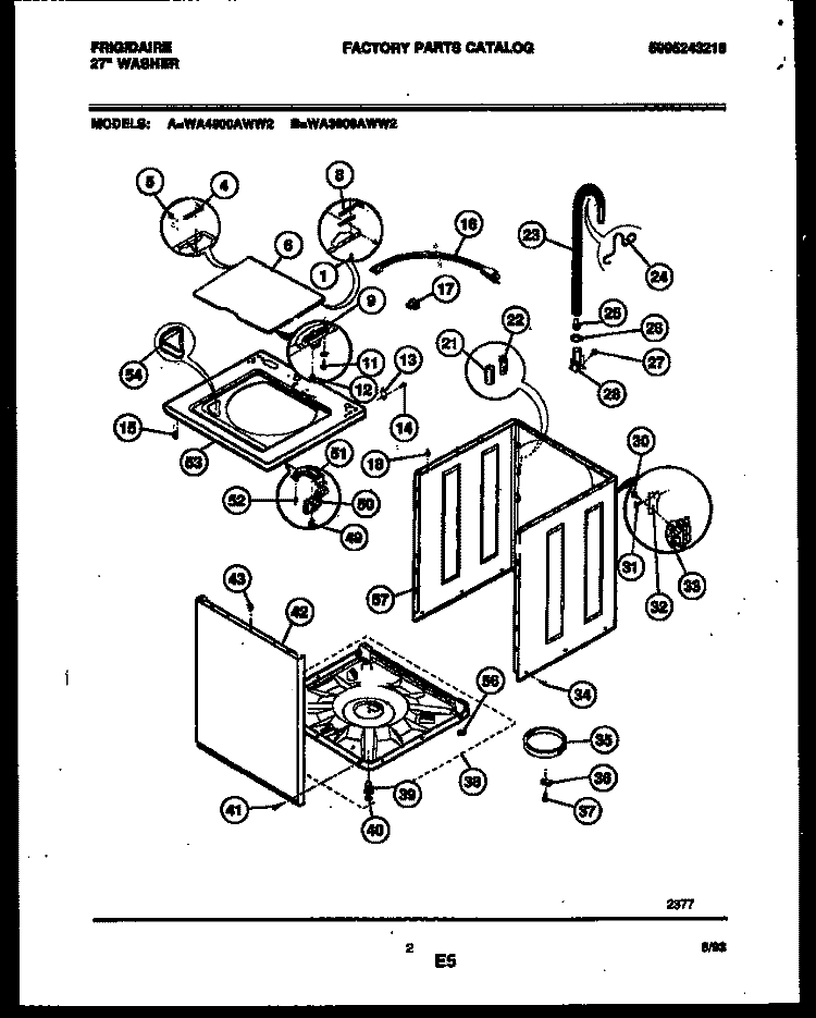 CABINET PARTS Diagram and Parts List for WA3900AWW2  Frigidaire Washer