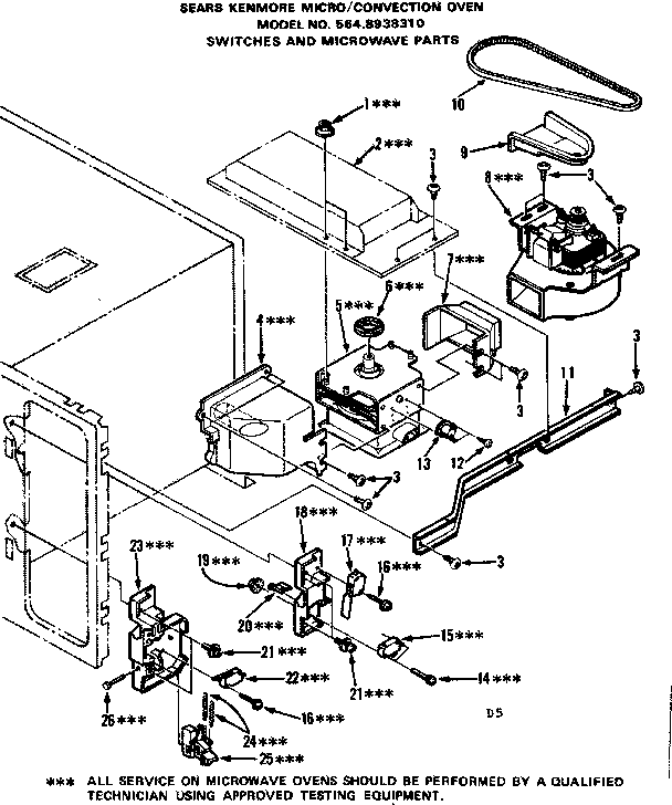 Convection Oven/switches And Microwave Parts Diagram and Parts List for 5648938310  Kenmore Microwave
