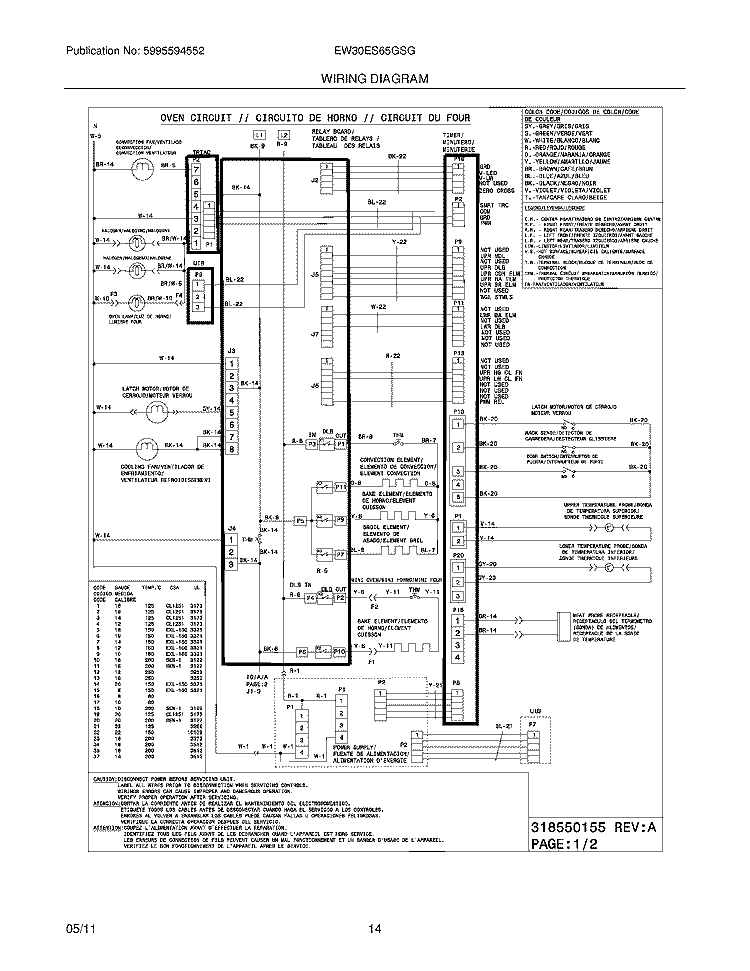 WIRING DIAGRAM Diagram and Parts List for EW30ES65GSG  Electrolux Range