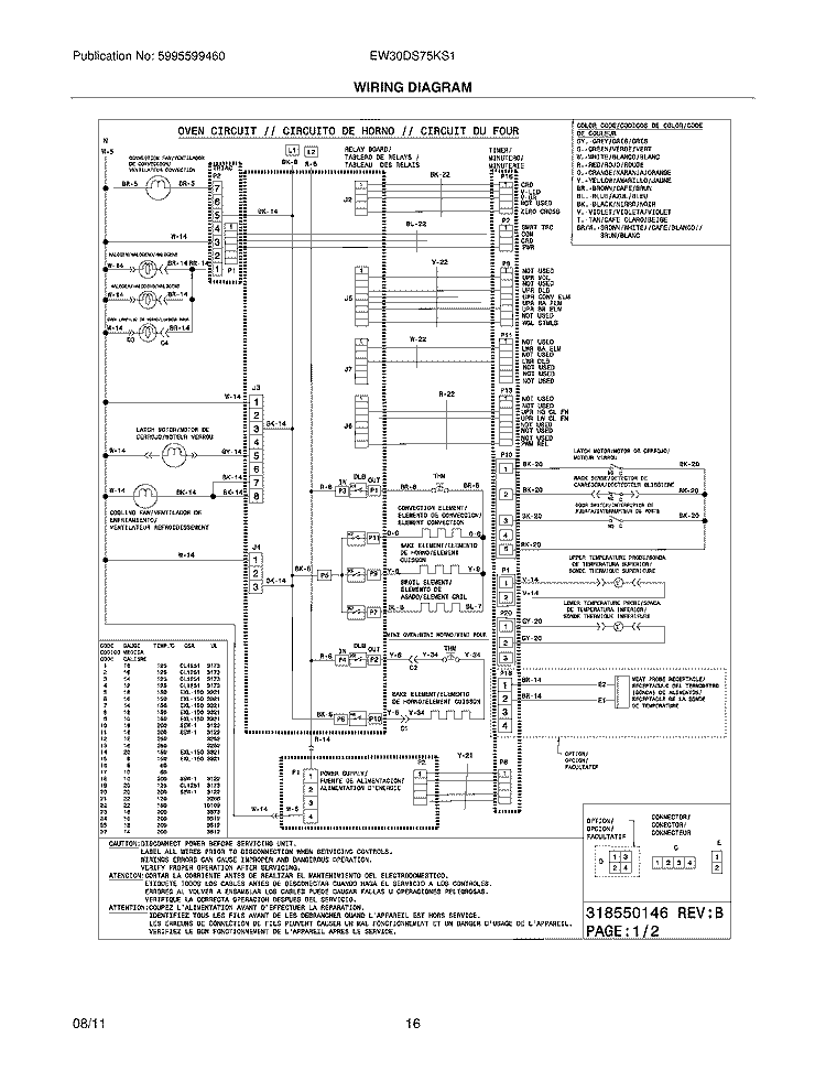 WIRING DIAGRAM Diagram and Parts List for EW30DS75KS1  Electrolux Range