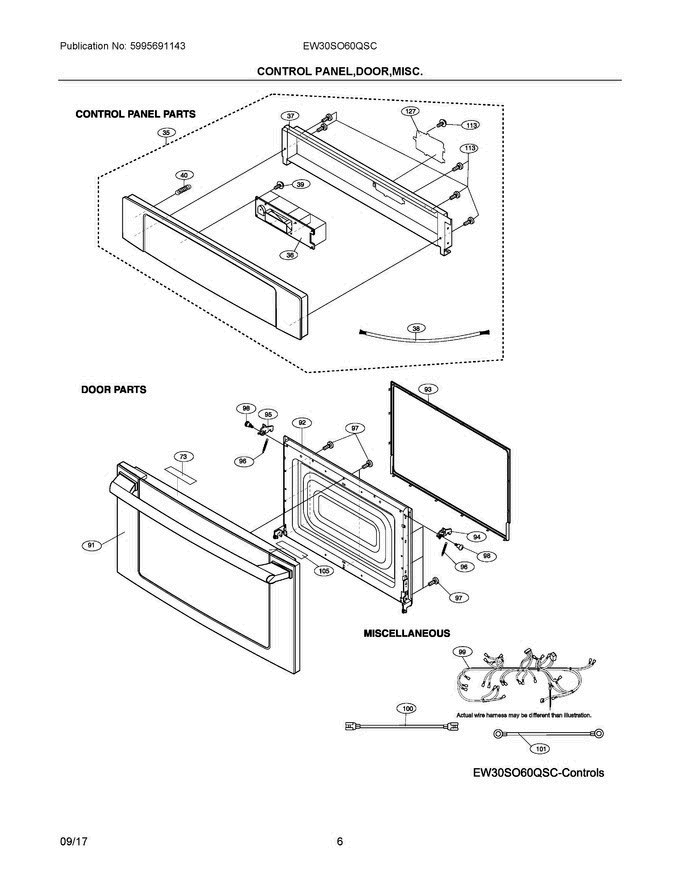03 - Control Panel, Door, Misc. Diagram and Parts List for EW30SO60QSC  Electrolux Microwave