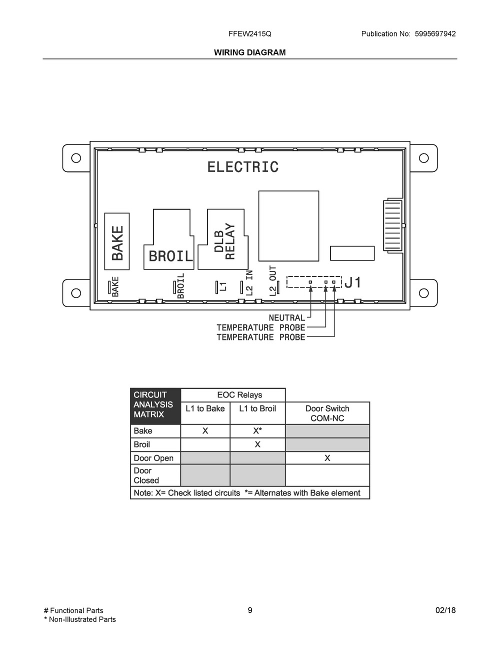 Wiring Diagram Diagram and Parts List for FFEW2415QWC  Frigidaire Wall Oven