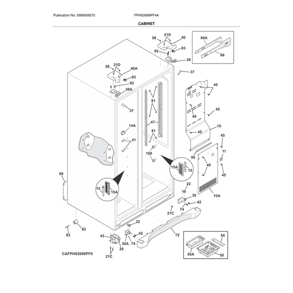 Cabinet Diagram and Parts List for FPHS2699PF4A  Frigidaire Refrigerator