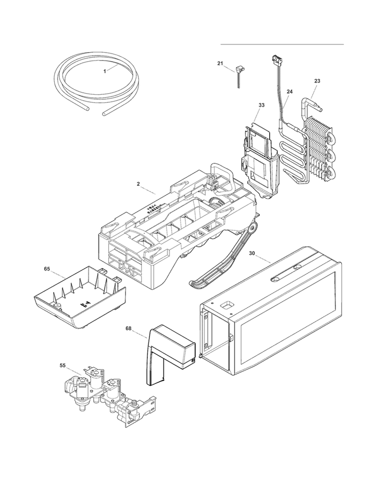 Ice Maker Diagram and Parts List for EI28BS56IBE  Electrolux Refrigerator