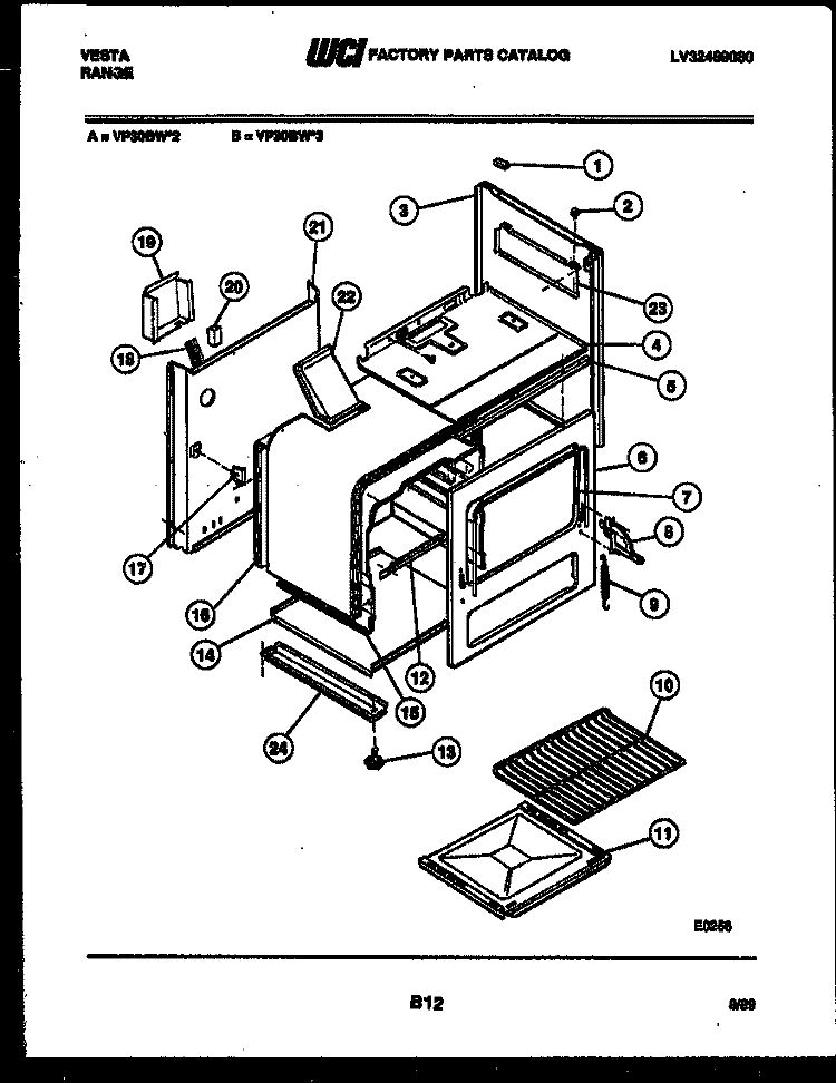 BODY PARTS Diagram and Parts List for VP30BW2  Tappan Range