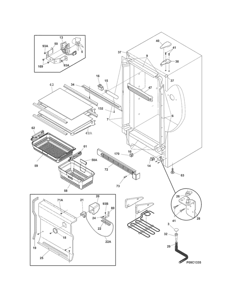 Cabinet Diagram and Parts List for FFRU17G8QWB  Frigidaire Refrigerator