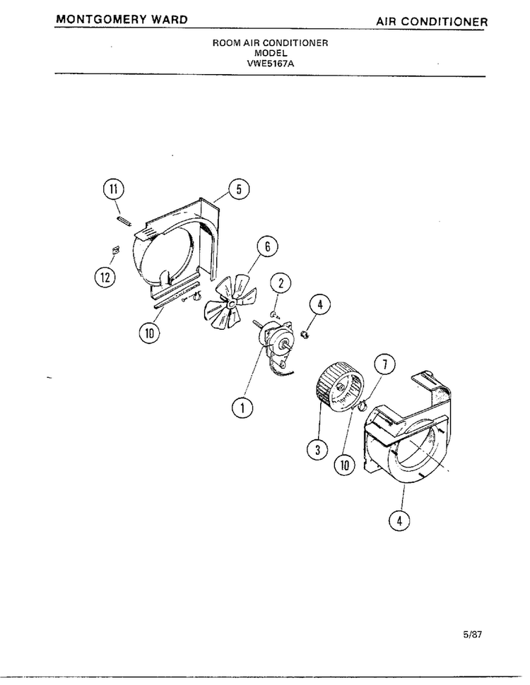 Air Conditioner Page 5 Diagram and Parts List for 5167A  Frigidaire Air Conditioner