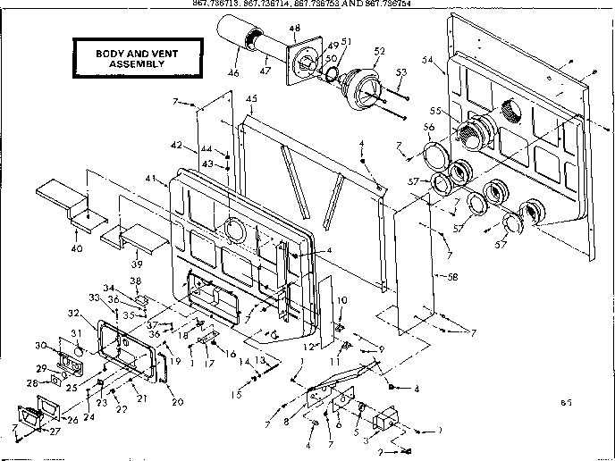 Body and vent asm Diagram and Parts List for 867736713  Frigidaire Furnace